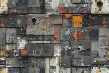 Capture a close-up shot of dystopian visions in a desolate cityscape