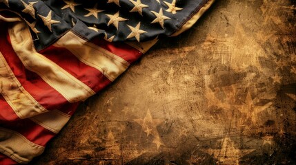 Vintage American flag with subtle, faded colors, Ai Generated