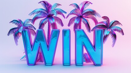 The word WIN created in Vaporwave Art.