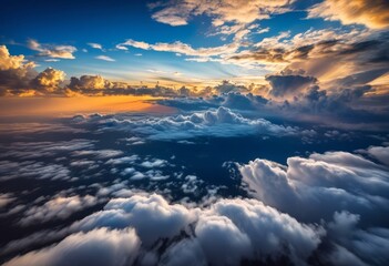 Naklejka premium illustration, dynamic cloudscape capturing ever changing patterns textures sky, capture, weather, beauty, composition, celestial, formations, fluffy, white,