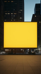 Blank billboard without text in city square at night