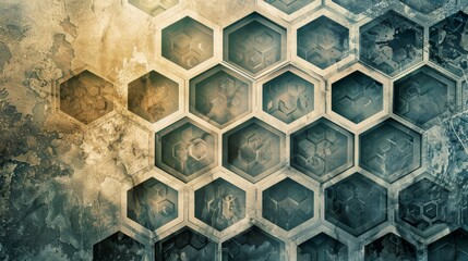 Honeycomb collage template Interconnected hexagons for unique structure, Ai Generated