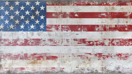 A vibrant American flag mural adorns an urban wall, symbolizing patriotism, Ai Generated