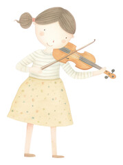 PNG Girl character playing violin child white background concentration. AI generated Image by rawpixel.