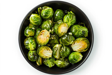 a bowl of brussel sprouts with garlic