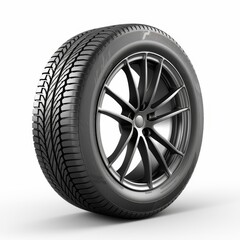 Pristine car tire showcased alone against a white backdrop, AI Generated.