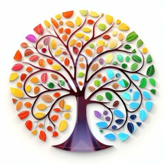 Vibrant solidarity circle tree design, isolated on a white background, Ai Generated