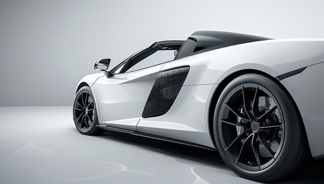 Shadows caress the contours of the supercar, accentuating its minimalist design against the purity of the white background.