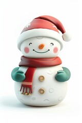 Fototapeta na wymiar Enhance your Christmas ambiance with a charming 3D snowman icon crafted in clay material.