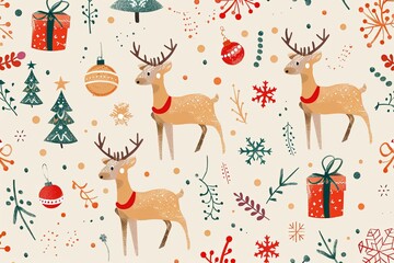 Charming Christmas seamless pattern vector featuring playful elements for festive delight.