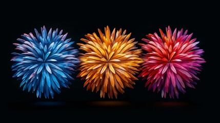 Vivid firework display lights up the sky with vibrant hues, Ai Generated