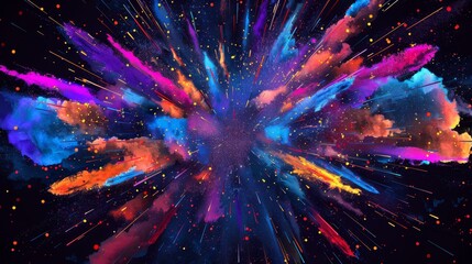 A fireworks show blending vibrant, contrasting colors, Ai Generated