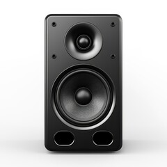 Fototapeta premium Black speaker isolated against a clean white background, Ai Generated
