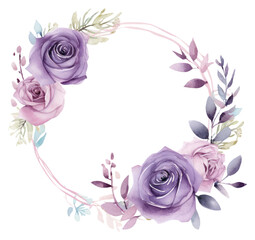 PNG Purple rose circle border pattern flower wreath