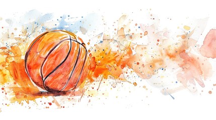 A basketball is shown in a splash of orange paint