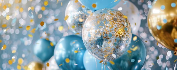 Elegant celebration balloons with glitter and confetti