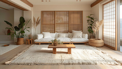 perfect balance of Japanese and Scandinavian aesthetics in your minimalist modern living room