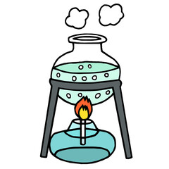アルコールランプとフラスコ　イラスト