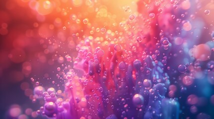 A vibrant explosion of colors and shapes, rendered in a soft bokeh style, creating a visually captivating and abstract composition.