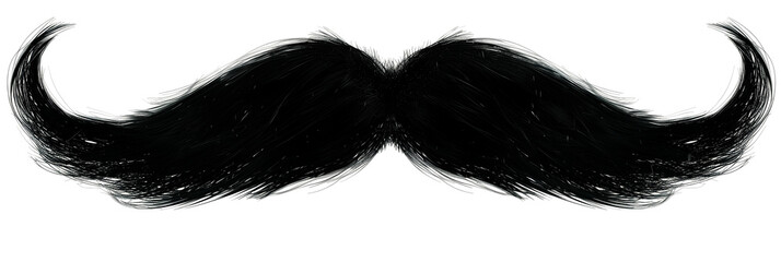 Stylized Mustache Illustration, Abstract Black and Red Design