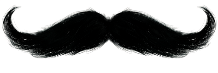 Stylized Mustache Illustration, Abstract Black and Red Design