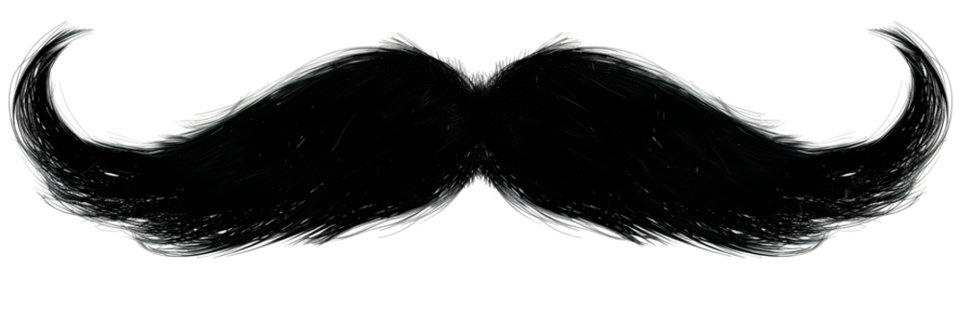 Stylized Mustache Illustration, Abstract Black and Red Design