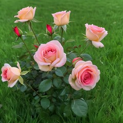 Rose in the grass ground, rose realistic HD.