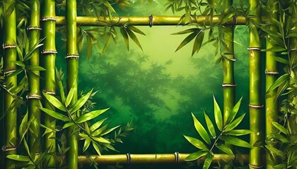 amazing bamboo border frame design green leaves picture ai generated art