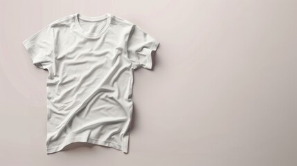 Minimalist White Cotton T-shirt Mockup on Neutral Background for Branding Apparel