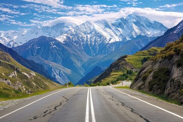 Naklejka premium Endless mountain roads winding through rugged peaks and vast valleys.