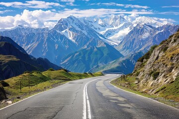 Naklejka premium Endless mountain roads winding through rugged peaks and vast valleys.