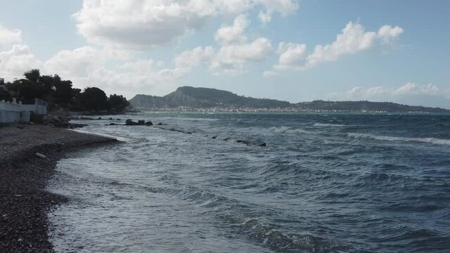 seashore view of the beach of Argassi in Zakynthos