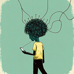 gadget addictive young teenage using smartphone and playing games
