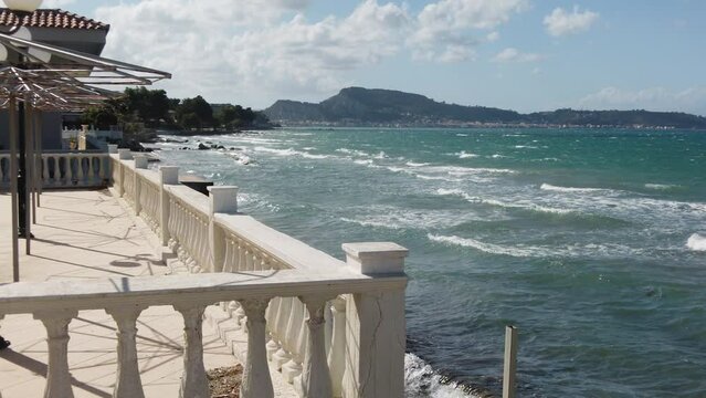 seashore view of the beach of Argassi in Zakynthos