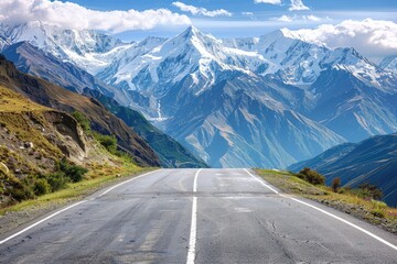 Naklejka premium Endless mountain roads winding through rugged peaks and vast valleys.