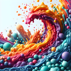 colorful splashes of thick paint, a white background, bubble, graphic, messy, motion, splat, rough, hand, watercolor, poster, acrylic, fresh, various, shape, dirty, pouring, colour, drop, 3d