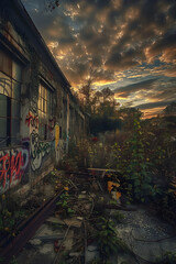The Forgotten Echoes of Urban Life: A Poignant View of Street Art and Urban Decay Through Urban...
