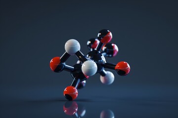 A scientific illustration of a carbon dioxide molecule, rendered in detailed accuracy, showcasing its atomic bonds and structure
