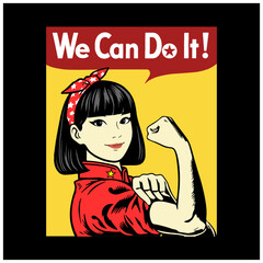 we can do it!, poster girl, china, pinup, girl, 