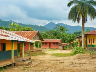 Fototapeta premium Building schools, homes, or infrastructure in rural areas. 