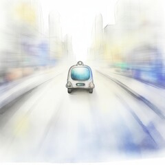 Obraz premium autonomous vehicle navigating through urban traffic