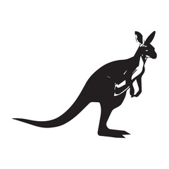 Kangaroo Silhouette flat illustration.