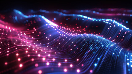 Obraz premium Cyber hi-tech. Futuristic Big data stream. Motion of digital data flow. Data transmission channel 3D illustration. Business analytics presentation.