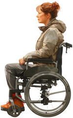 Obraz premium a woman in a wheelchair with a red hair, transparent background png