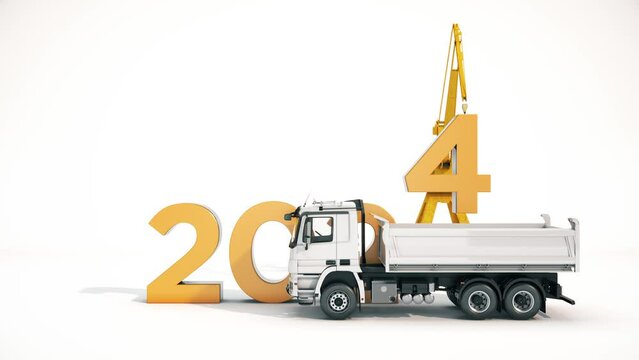 Vehicle construction 2025. Concept 2025 New Year sign. 3d rendering	