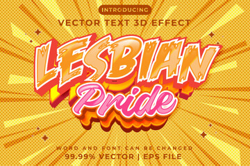 Editable 3D text effect -  lesbian pride 3D text effect template