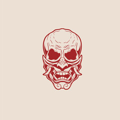 Oni japanese devil mask, Vector illustration	
