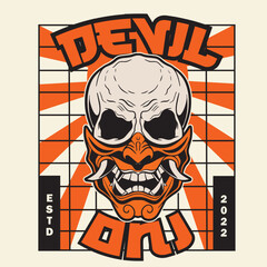 Oni japanese devil mask, Vector illustration	
