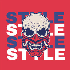 Oni japanese devil mask, Vector illustration	
