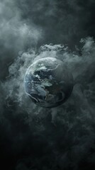 Mysterious earth surrounded by smoke
